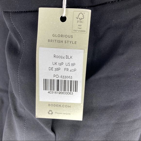 NWT BODEN Albemarle Wide Leg Pants Black 8P Petite Elastic Waist - Picture 4 of 6